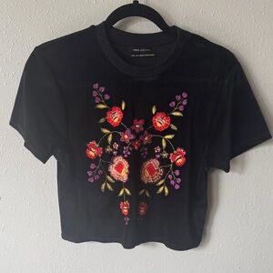 Urban Outfitters Velvety Floral Crop Top, Size Medium